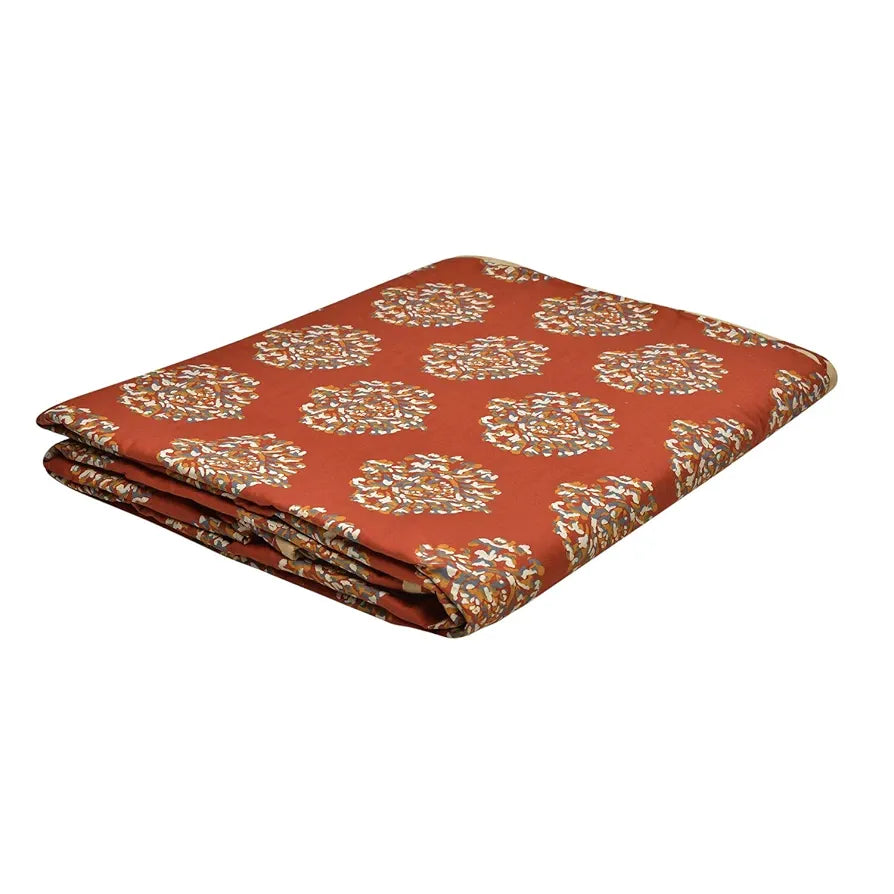 Trance Home Linen 150 GSM Pure Cotton Reversible Dohar Double Bed Size AC Blanket Comforter Soft Light-Weight Bed Blanket Colour Damask Cley Red