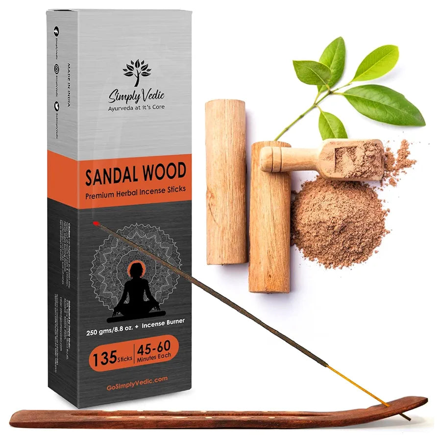 Simply Vedic Sandalwood Incense Sticks With Free Holder