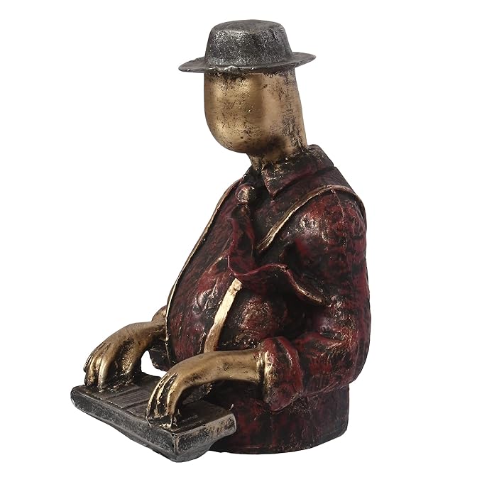 Ecraftindia Man With Hat Playing Piano Decorative Statue