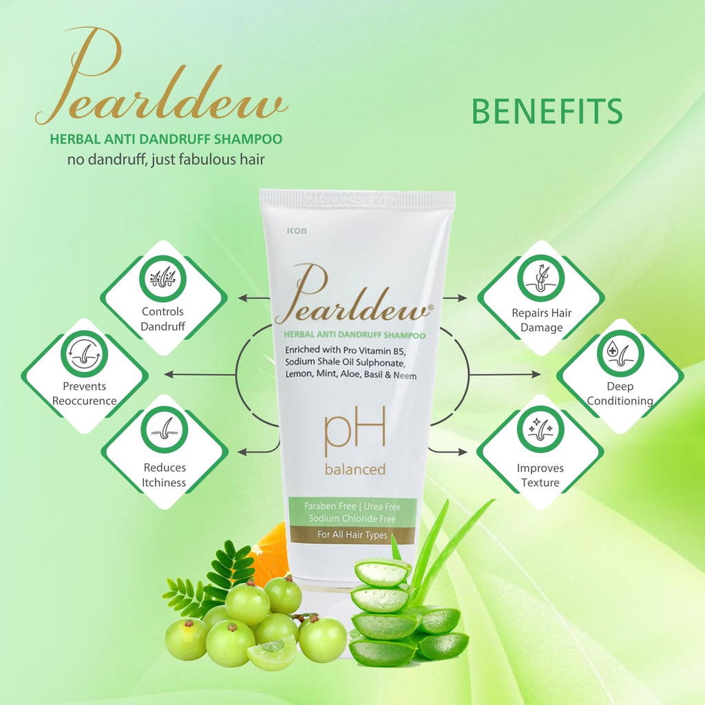 Pearldew Herbal Anti Dandruff Shampoo | Controls Dandruff - 100 Ml | Pack of 3