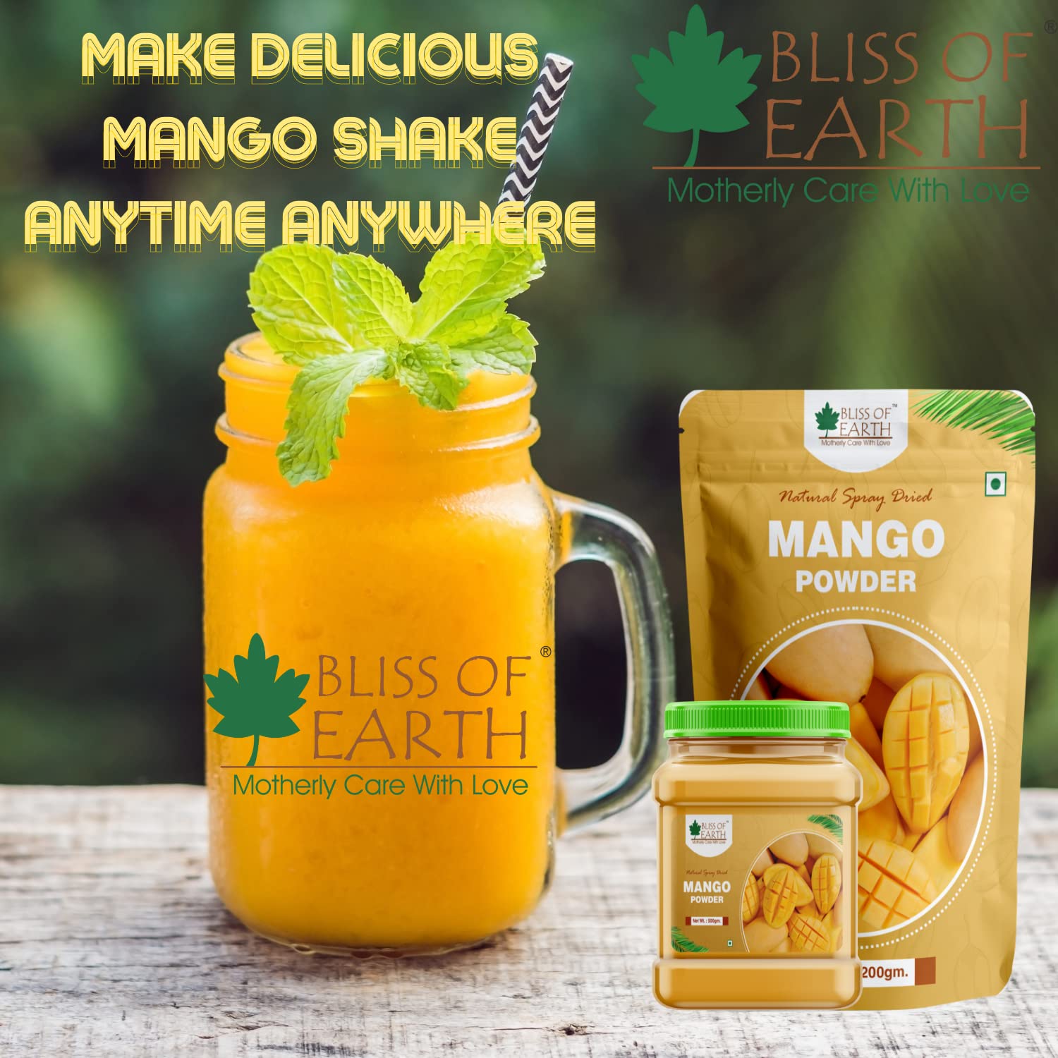 Bliss of Earth 200gm Mango Powder + 200gm Strawberry Powder Natural Spray Dried Taste and Healthy Combo