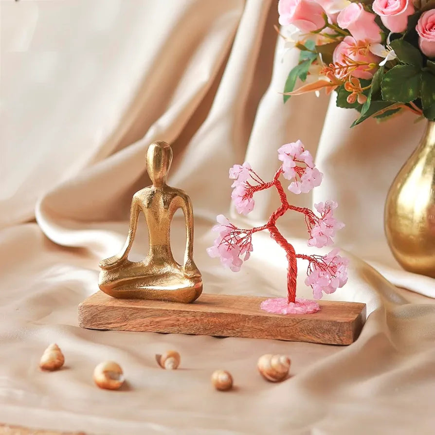 Ritualistic Nirvana Rose Quartz Crystal Tree Handcrafted Bonsai
