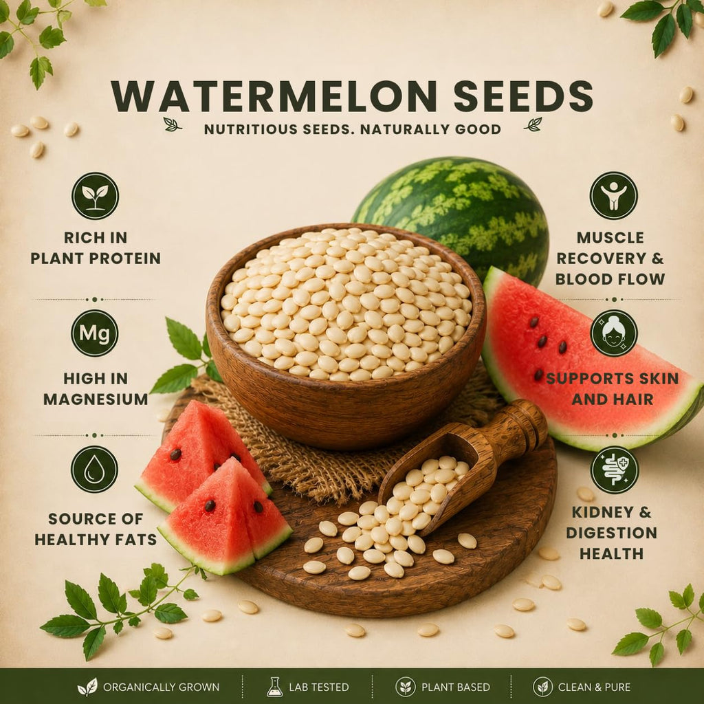 Earthen Story Watermelon Seeds, 500g | Premium Edible Seeds | Pesticide Free & Lab Tested for Pesticide Residues | Rich in Protein & Fiber | Healthy Snack & Superfood