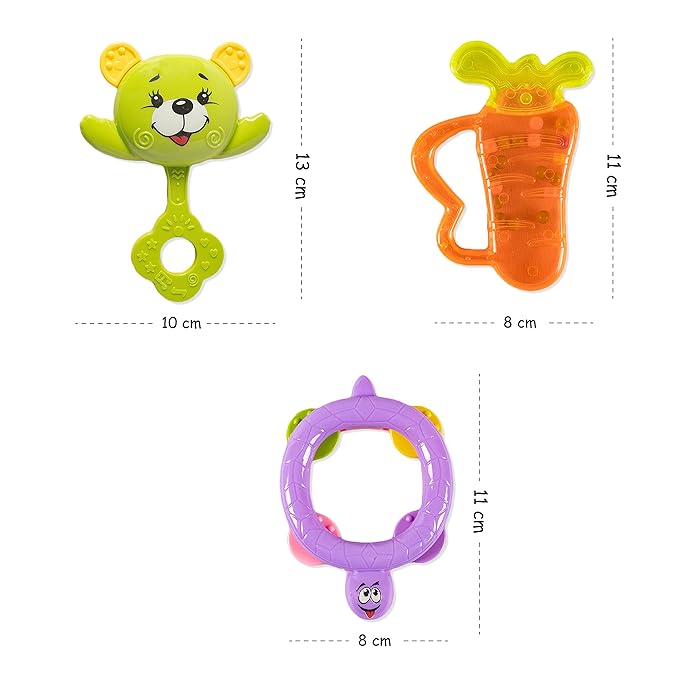 Ratna's Colourful Rattle Set for Toddlers | Perfect Rattle Sets for Little Hands | Happy Baby Rattle Set 3 Pieces