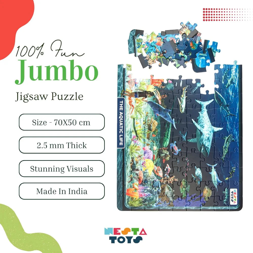 Nesta Toys Floor Puzzle & Game, Aquatic Life Jigsaw Puzzle, Educational Toy, Gifts for Boys & Girls Ages 6 to 14 Learning Toys 108 pcs, 70 x 50 cm
