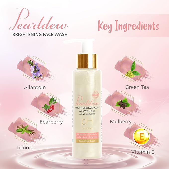 Pearldew Brightening Face Wash | Soap-free| Paraben-free | pH Balanced | 100 ml | Pack Of 2