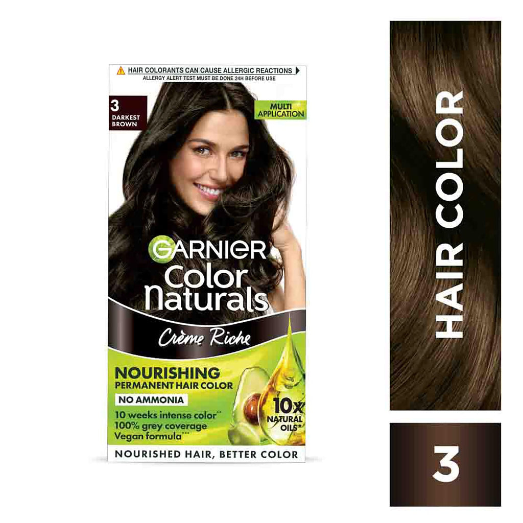 Garnier Color Naturals CrÃ¨me hair color, Shade 3 Darkest Brown, 70ml + 60g