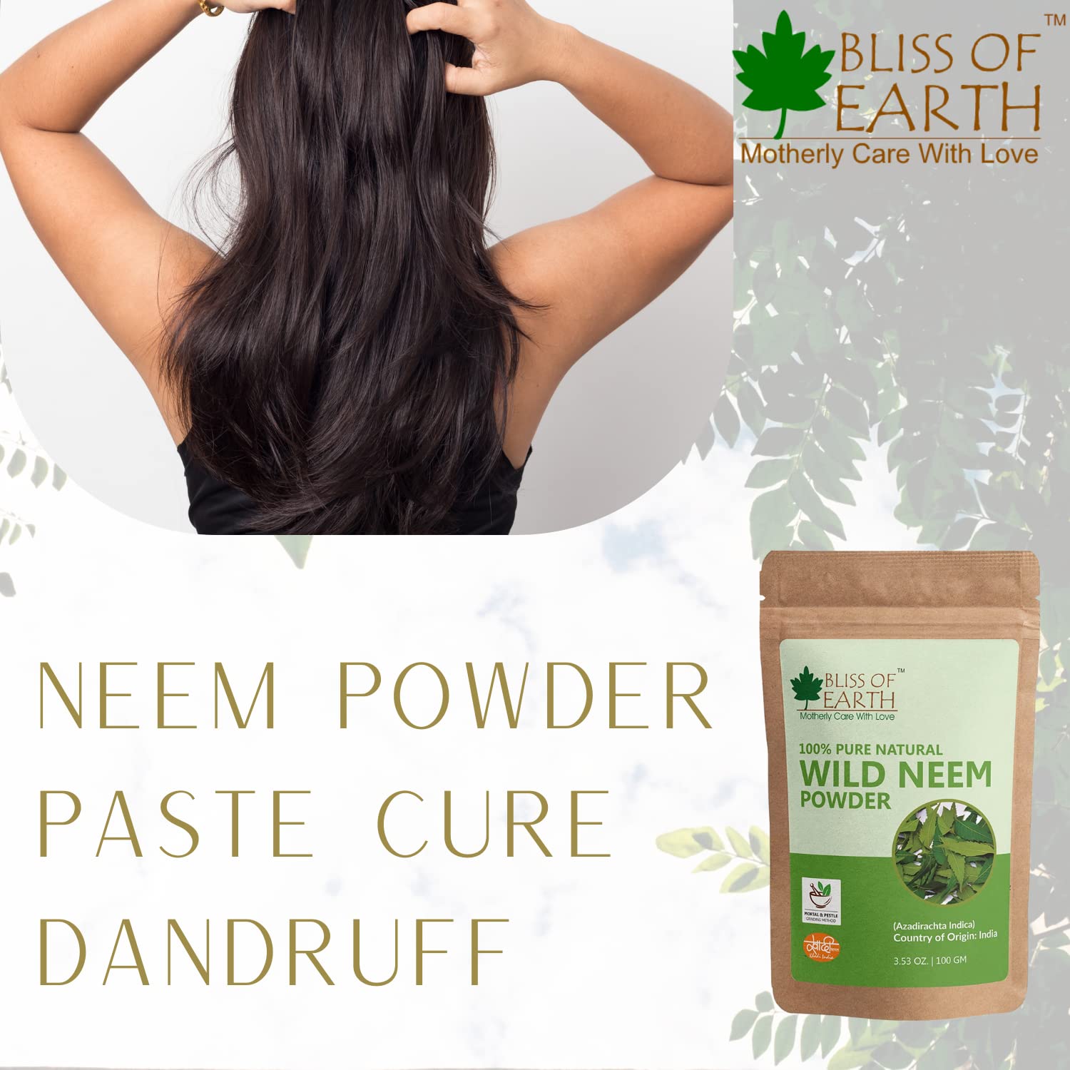 Bliss of Earthâ„¢ 100% Pure Wild Neem Leaves Powder | 100GM | Great For Face, Hair, Skin & Body