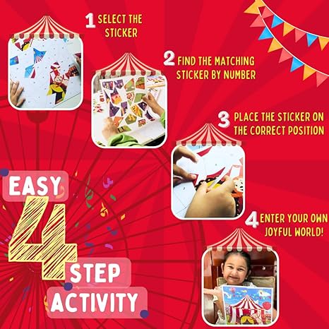 PepPlay Circus Carnival Sticker Puzzle No Mess Sticker Art for Kids Craft Kits DIY Activity