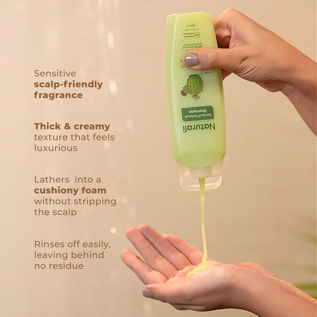 Naturali Australian Tea Tree Non-Drying Dandruff Defence Shampoo 370 ml | Removes Dandruff from Source | Soothes Itching, Irritation | Strong & Smooth Hair | For Men & Women | No Sulphate No Paraben