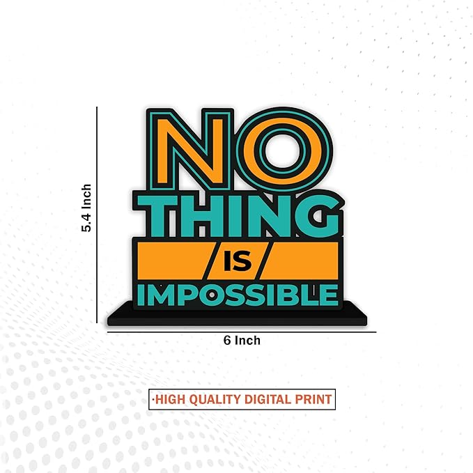 Artvibes Wooden Idols and Figurine Nothing is Impossible Quotes Table Decor for Office Desk Showpiece | Home Decoration