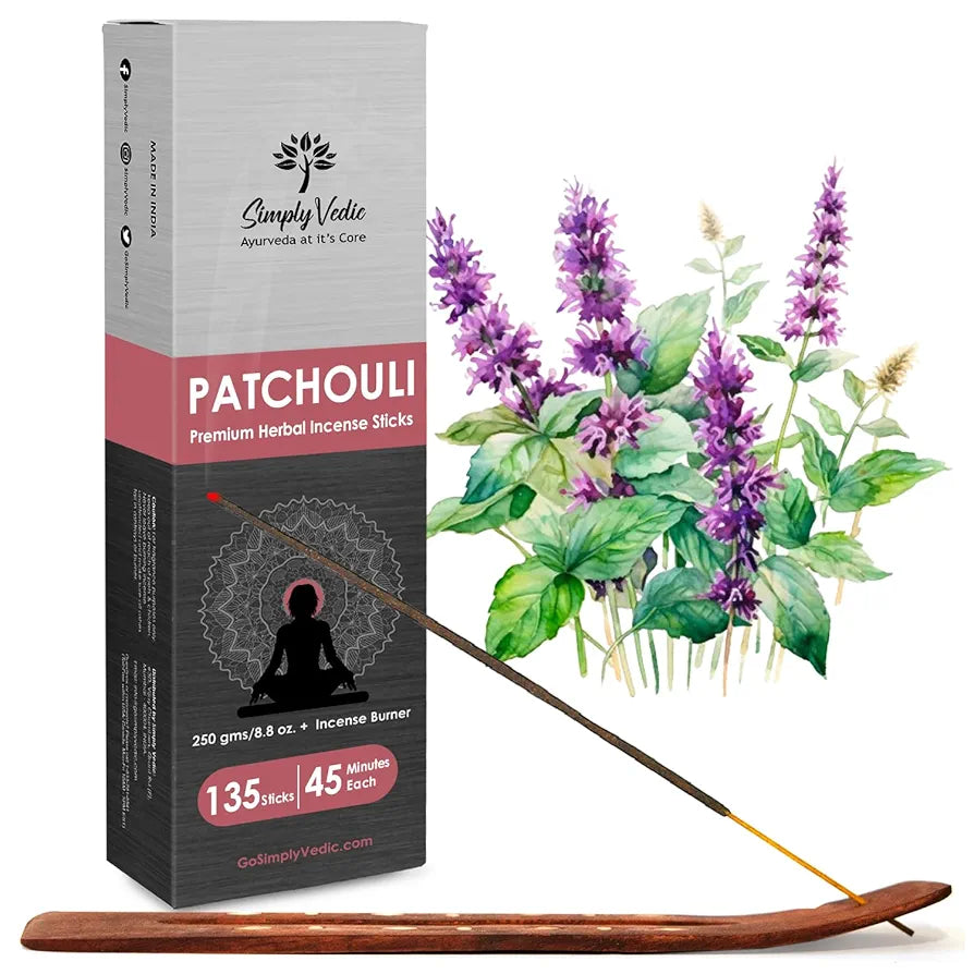 Simply Vedic Patchouli Incense Sticks Pack Charcoal-Free