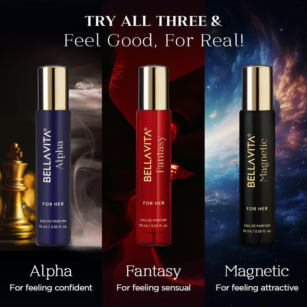BELLAVITA Mood Collection ALPHA EDP for Her | Long-Lasting Luxury Perfume | Elegant & Feminine Perfume for Women, 15ml