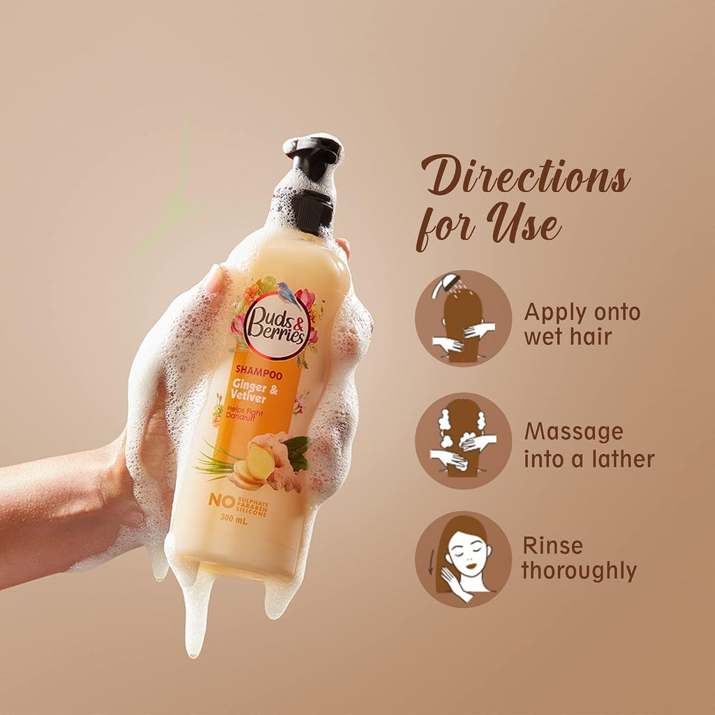 Buds & Berries Ginger and Vetiver Dandruff Control Shampoo - 300 ml