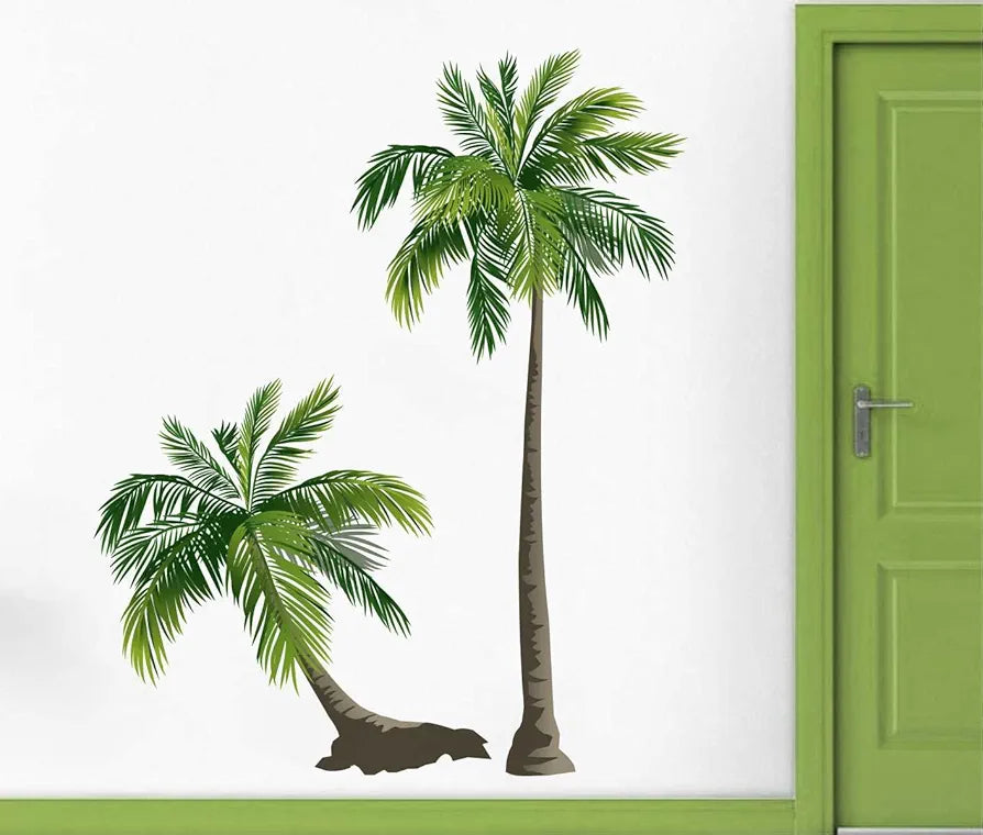 Rawpockets Decal Pair Coconut Trees Multi-Color Large Size Wall Sticker