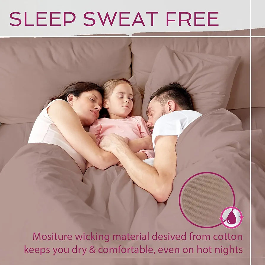 Trance Home Linen Premium 300 TC Pure 100% Cotton Queen Fitted Bedsheet with 2 Pillow Covers Colour Blush