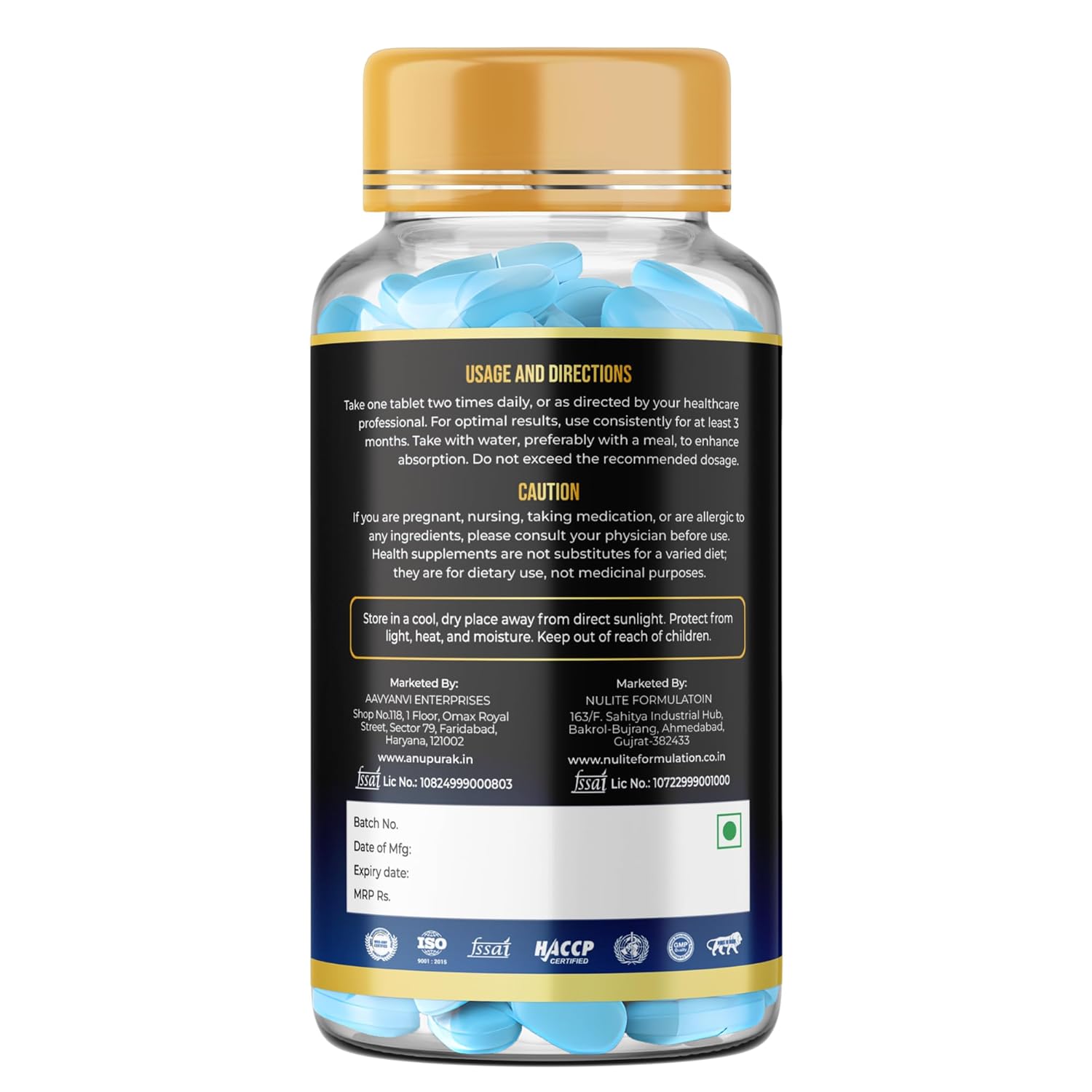 ANUPURAK Triple Magnesium Complex Tablets | Glycinate, Malate & Citrate | 296mg Elemental Magnesium | Ashwagandha, L-Theanine, Zinc & D3 | Stress Support, Calm Focus & Muscle Function | 120 Tablets (60 Days)