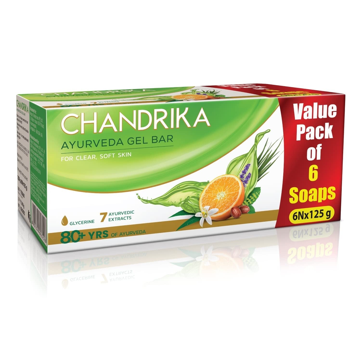 Chandrika Glycerine Ayurveda Gel Bar - 125 gms (Pack of 6)