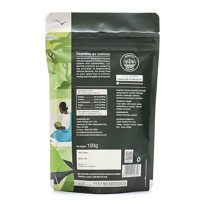 Two Brothers Organic Farms Moringa Powder - 100 gms