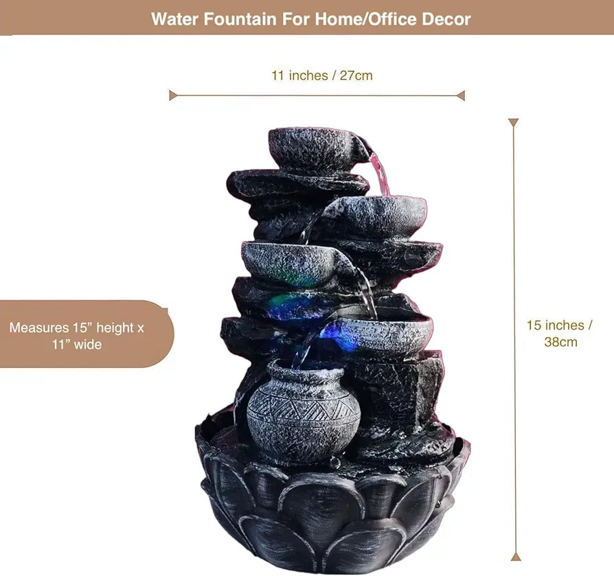 Alila Resin Water Fall Fountain For Home Living Room Decor 15 Inches