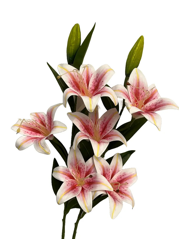 Decor Artificial Lily Flower Bunch Long Stem Perfect Vase/Pot Decoration Set Of 3 Stems
