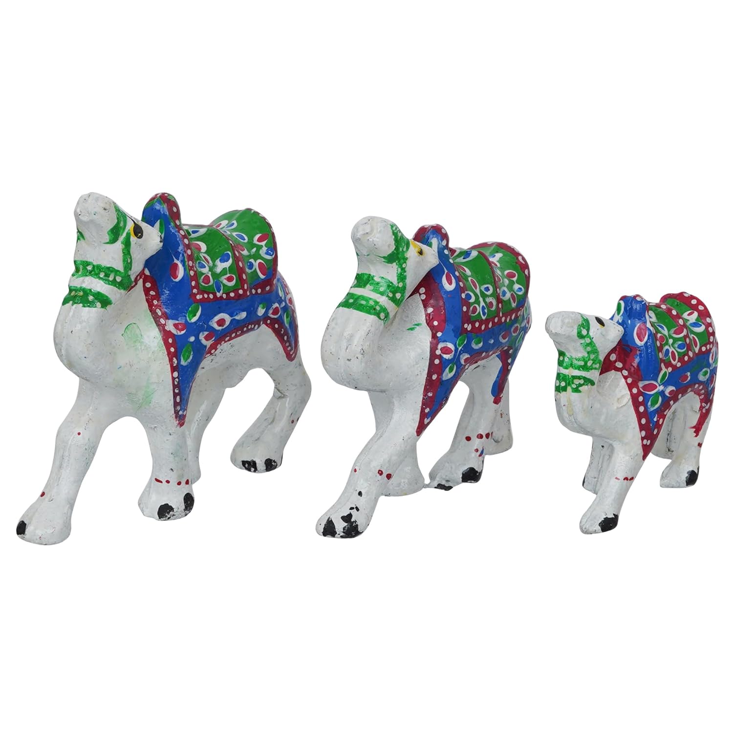 Ecraftindia Handcrafted Multicolor Set of 3 Camel Statues Animal Figurines Decorative Showpieces