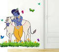 Rawpockets Lord Krishna and Cow Nature Wall Sticker -Self-Adhesive