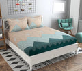 Fresh From Loom King Size Microfiber Bedsheet Set Printed with 2 Pillow Covers 144 TC Beige Green