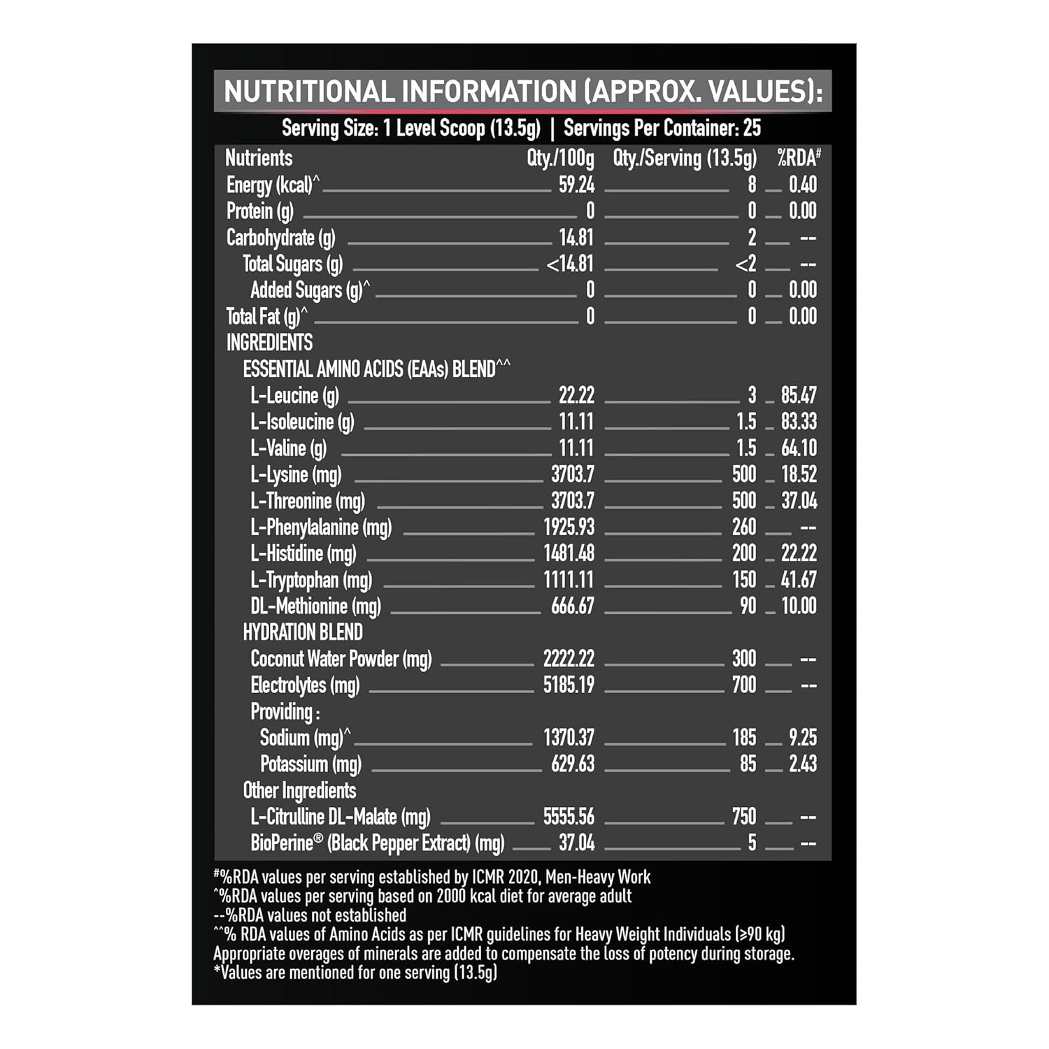 MuscleBlaze EAA 8000 Powder (Razz Lemonade, 340g, 25 Servings) | 8000mg EAAs Blend, 1000mg Hydration Blend | 750mg L-Citrulline
