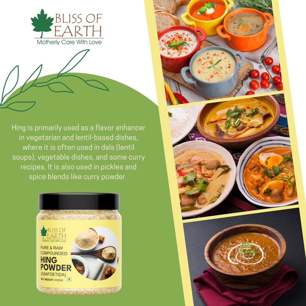 Bliss of Earth 100% Pure Hing (Asafoetida) Powder- Aromatic Spice for Flavorful Cooking 200gm
