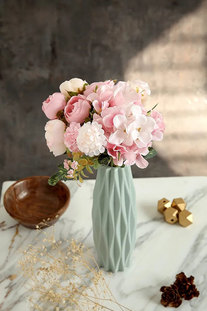 Artificial Head Rose Peony Fake Flower Sticks Bunch Light Pink