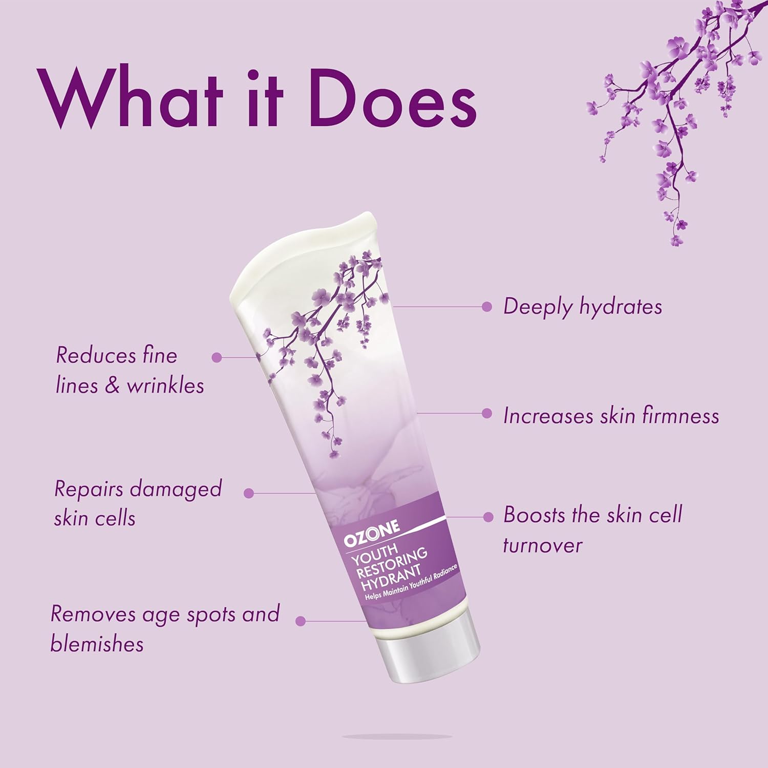 Ozone Youth Restoring Hydrant Cream (100 Ml) | Moisturiser For All Skin Types | For Signs Of Aging, Wrinkles & Fine Lines | Restores Skin's Youthful Appearance|Gentle Sulphate-Free Hydrant