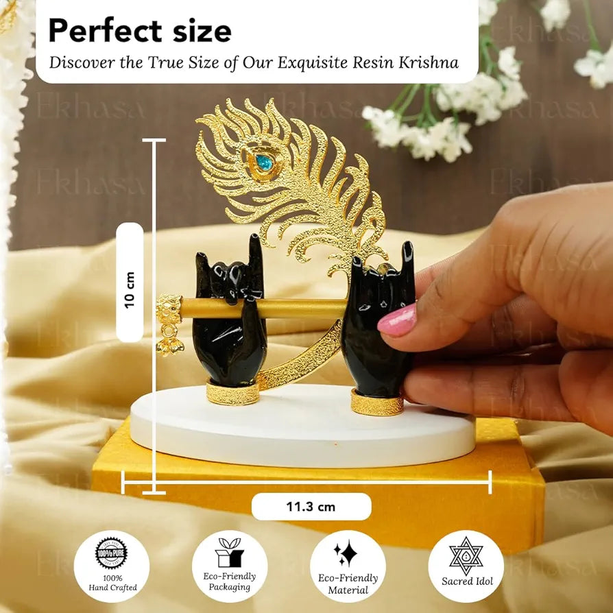 Ekhasa Lord Krishna Hands with Flute Idol Black Krishna Hands