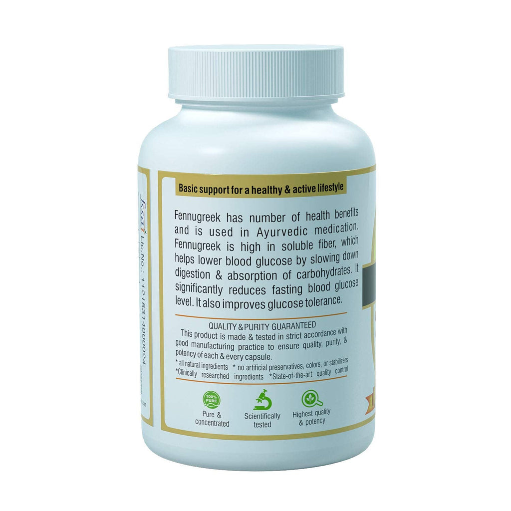 Fennugreek Extracts (500mg X 60 Veg Capsules) - Dietary Herbal Supplement - Helps to Regulate Blood Glucose