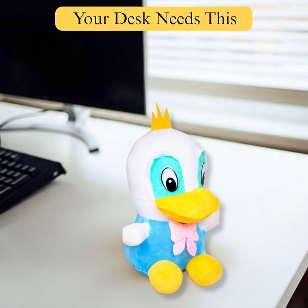 Tickles Cute Little Duck Soft Stuffed Plush Cartoon Character Toy for Kids Color Yellow & Blue 23 cm