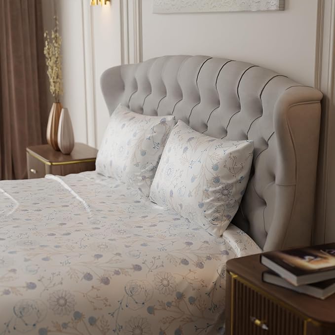 Stoa Paris Satin Bedsheet Super King Size Bed, Premium Bedding Set with 2 Pillow Cover Colour Off White