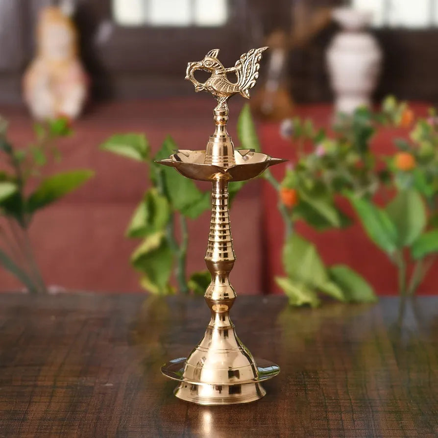 Brass Kerala Diya Stand for Puja Kuthuvilakku Diya Oil Lamp