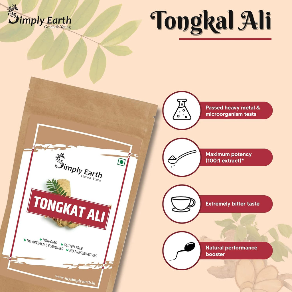 Simply Earth Menâ€™s Performance Duo - Tongkat Ali Longjack Root Extract 50g & Korean Red Ginseng 100g - Natural Supplement for Stamina, Energy, and Stress Tolerance