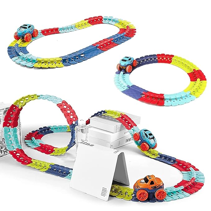 Kidology Dinosaur Car Race Tracks Toy for Kids Color-Variable Race Track Toy 145 pc
