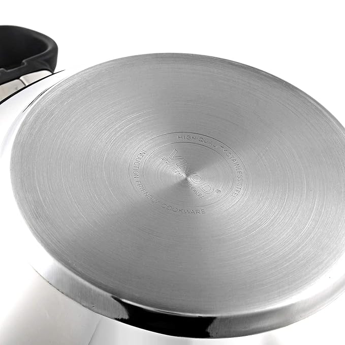 Vinod Stainless Steel Deluxe Kadhai with Glass Lid - 1.5 Litre, 20cm | Extra Thick, SAS Bottom | Soft Handle | Kadai for Cooking