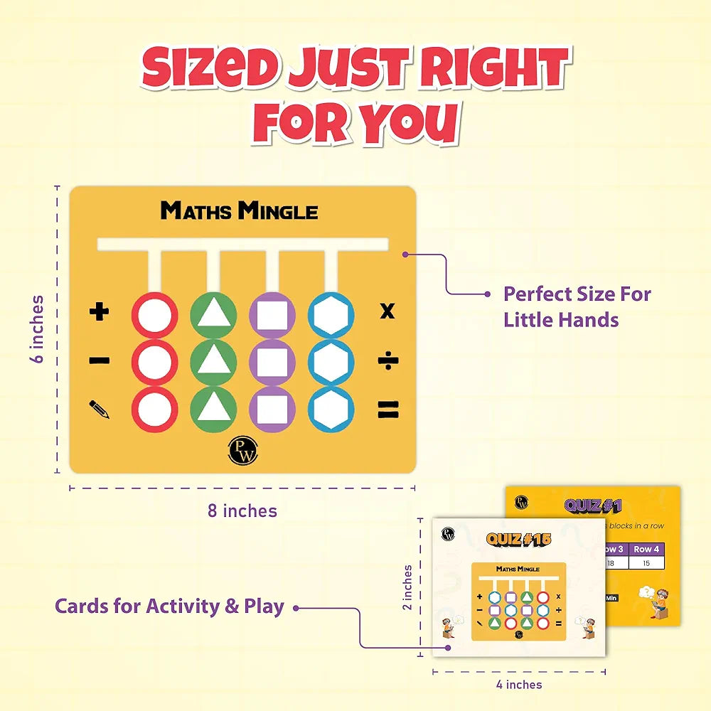 PW Wooden Maths Slide Puzzle Game for Kids Age 4-10 Solve Fun Puzzles with Quizzes & Learn Addition Subtraction, Multiplication Division Shapes Colours