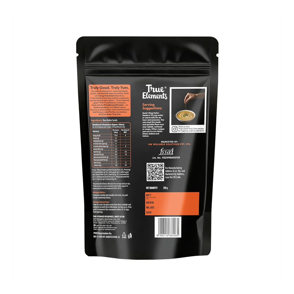 True Elements Halim Seeds 250g - Aliv Seeds | High in Fibre and Omega 3 | Garden Cress | Haleem Seeds | Immunity Booster Superfood