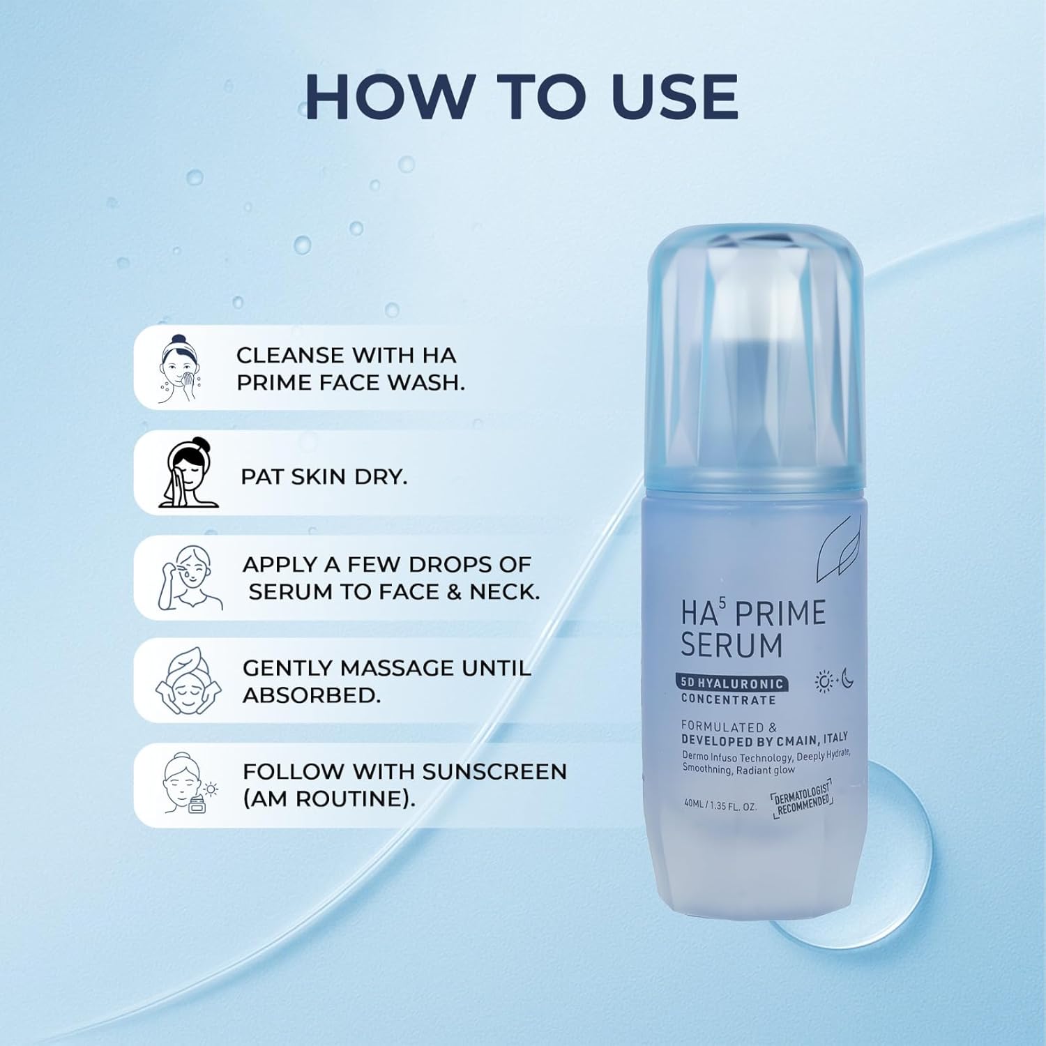 YUDERMA HAâµ Prime Serum With 5D Hyaluronic Concentrate, 40 Ml