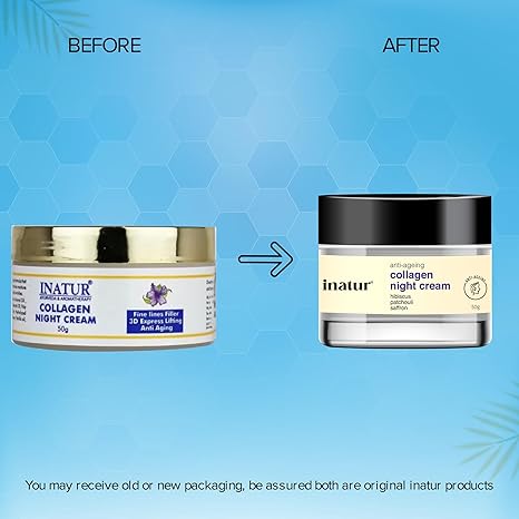 Inatur Collagen Night Cream for Dry Skin Night Cream - 50 gms