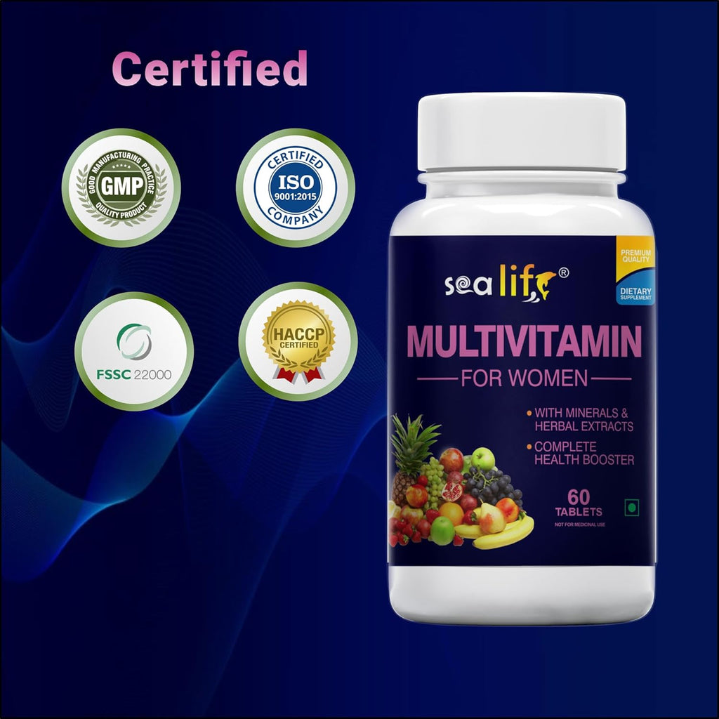 Sea Life Multivitamin For Women Complete Health Booster Vital Vitamins & Minerals with Herbal Extracts For Daily Health & Immunity (Pack of-1)