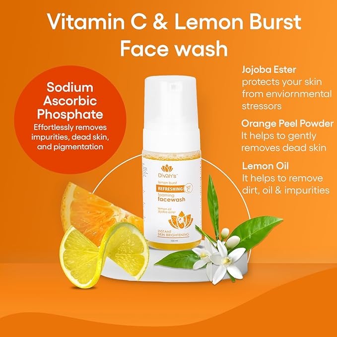 Divah's Organic Lemon Zest Foaming Face Wash - 100 ml