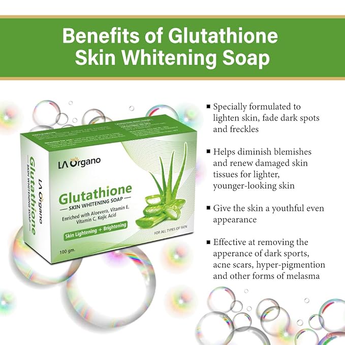 La Organo Glutathione Aloe Vera Skin Whitening Soap - 100 Gms | Pack of 2