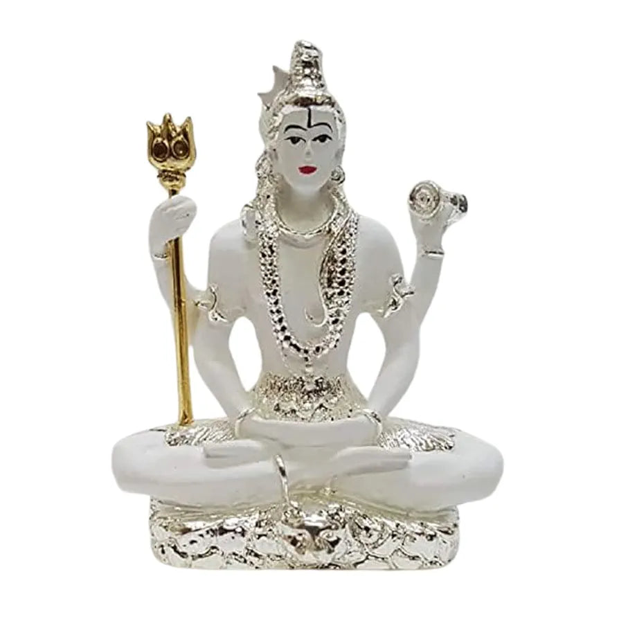 Gold Art India Resin Lord Shiva Idol White