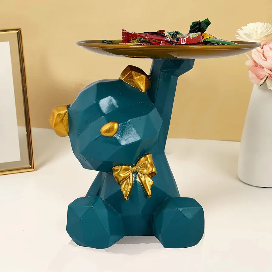 Zart Cool Dog Showpiece Platter Dog Showpiece for Home Decor Showpiece Green Dog Sitt