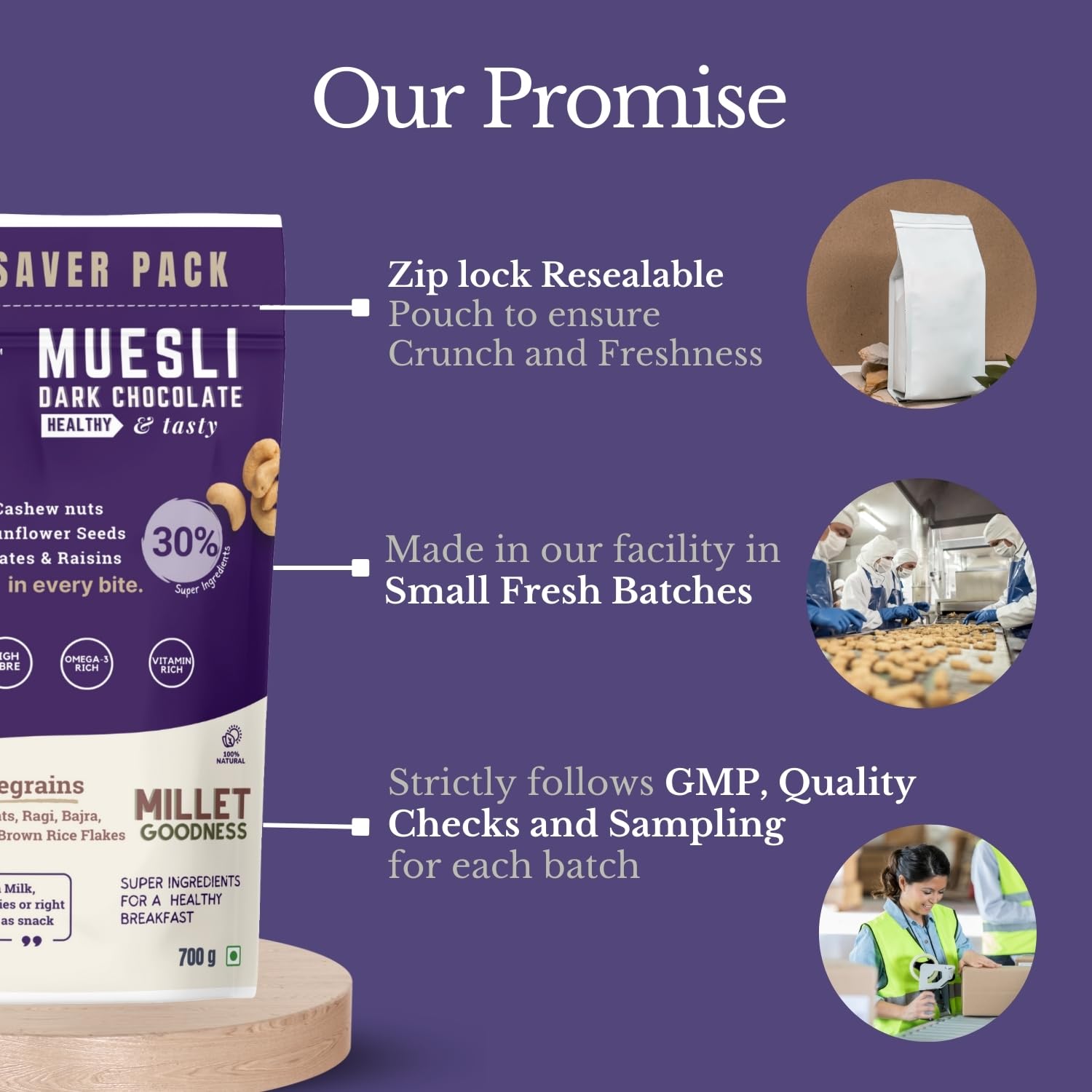 Fulfilling Chocolate Muesli- Tasty & Healthy Breakfast Cereal 700g, Dry fruit & Nuts, Omega 3 rich Pumpkin & Sunflower Seeds + Cranberry | Rolled Oats + Millet Flakes | Vegan